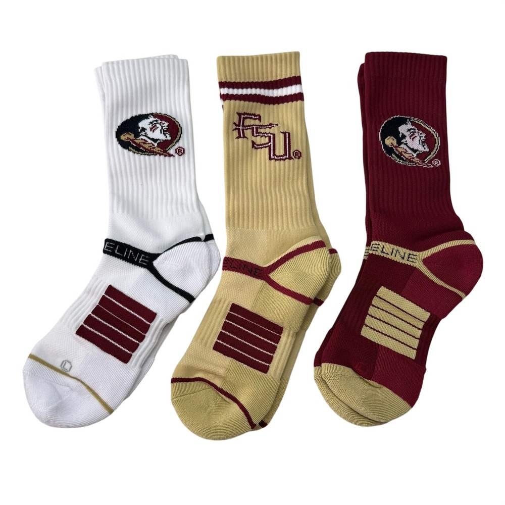 Strideline FSU Florida State University Seminoles Crew Socks 3 Pack M/L NEW